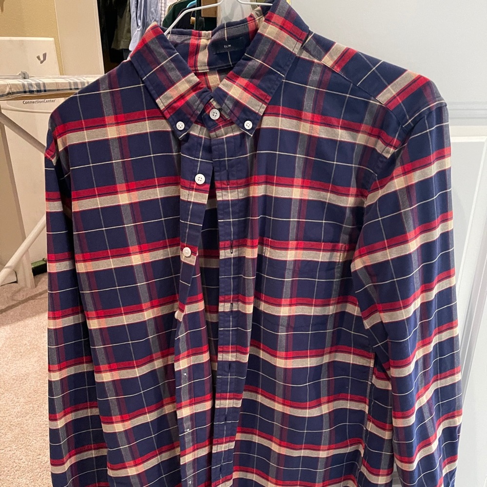 J. Crew Plaid Button Down Large - image 1